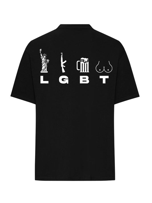 LGBT  T SHIRT  OVERSIZE BLACK (BACKPRINT)
