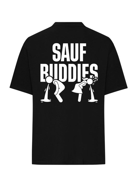 SAUF BUDDIES T SHIRT OVERSIZE BLACK (BACKPRINT)