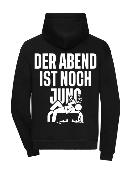 DER ABEND IST NOCH JUNG HOODIE 360GSM OVERSIZE BLACK (BACKPRINT)
