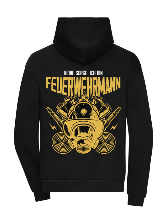 KEINE SORGE ICH BIN FEUERWEHRMANN 360GSM OVERSIZE BLACK (BACKPRINT)