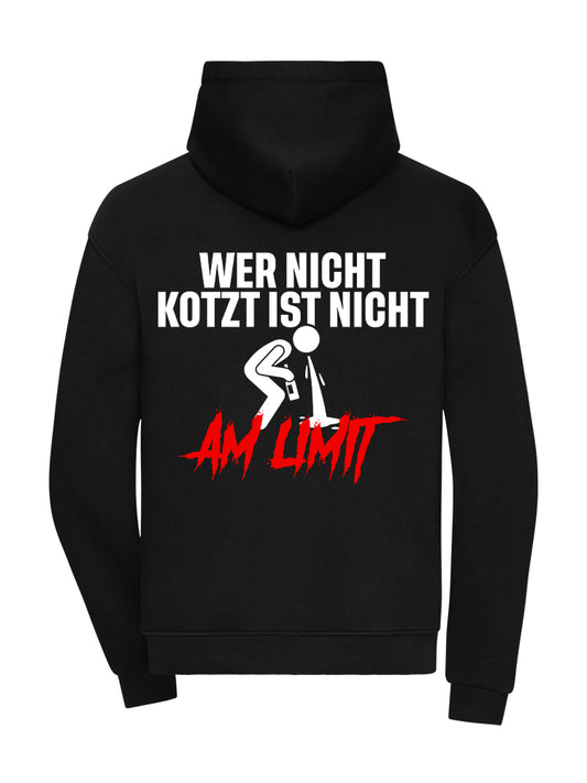 WER NICHT KOTZT IST NICHT AM LIMIT 360GSM OVERSIZE BLACK (BACKPRINT)